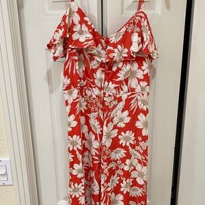 As U Wish Red and Cream Floral Dress